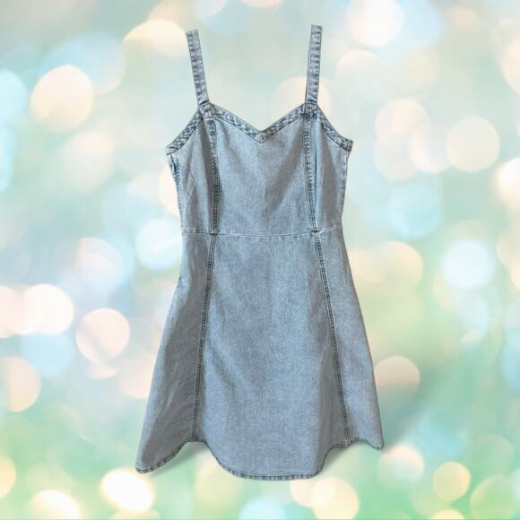 VERO MODA Women Lilith Denim Mini Dress Blue M Coastal Casual Chic Y2K Nostalgia - Picture 5 of 13